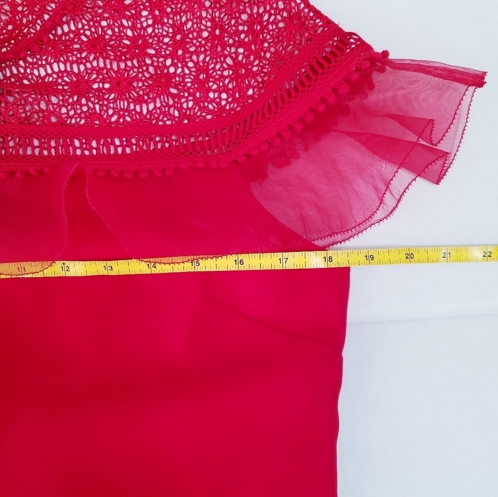 🌸 NEW Ted Baker |Red Ruffle Shift Dress 6 - Picture 9 of 16